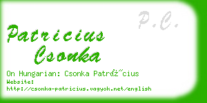 patricius csonka business card